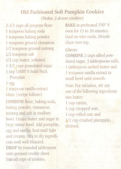 Recipe For Soft Pumpkin Cookies