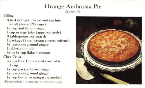 Recipe Card For Orange Ambrosia Pie