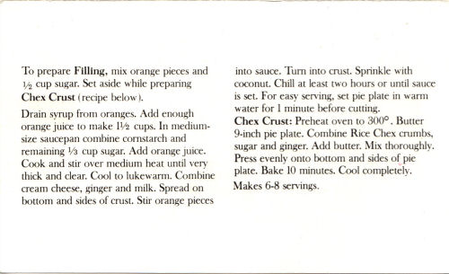 Recipe For Orange Ambrosia Pie