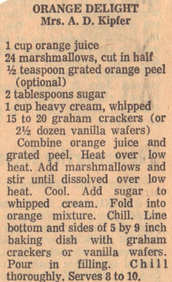 Recipe Clipping For Orange Delight