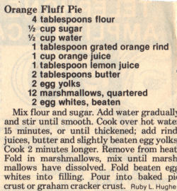 Recipe Clipping For Orange Fluff Pie