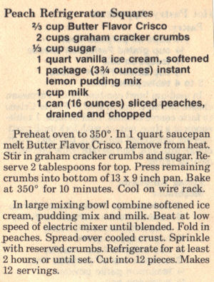 Recipe Clipping For Peach Refrigerator Squares