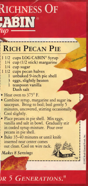 Recipe Clipping For Rich Pecan Pie