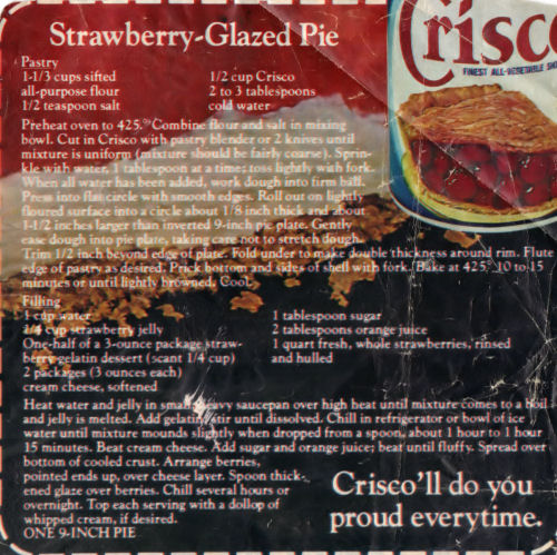 Crisco's Strawberry Glazed Pie Recipe