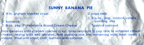 Recipe Clipping For Sunny Banana Pie