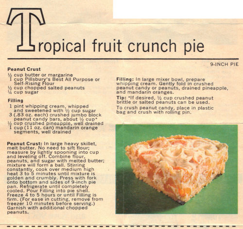 Tropical Fruit Crunch Pie Recipe Clipping