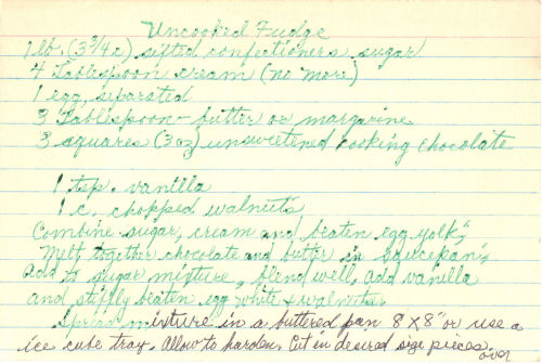 Recipe Card For Uncooked Fudge