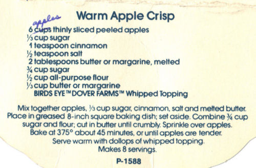 Recipe Clipping For Warm Apple Crisp