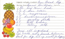 Corn Bread Dip Handwritten Recipe - Click To View Large
