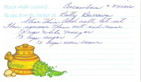 Cucumbers & Onion Handwritten Recipe Card