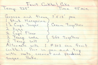 Fruit Cocktail Cake Recipe Card