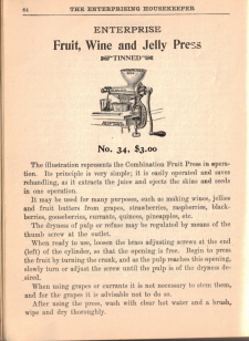 Enterprise Fruit, Wine & Jelly Press - The Enterprising Household - Click To View Larger