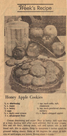 Honey Apple Cookies Recipe Clipping - Click To View Larger