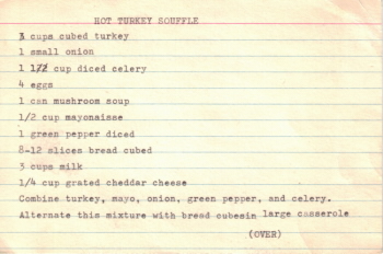 Hot Turkey Souffle Recipe Card - Click To View Larger Image