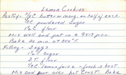 Lemon Cookies Handwritten Recipe - Click To View Large