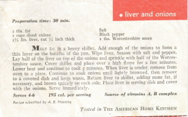 Liver and Onions Recipe Clipping - Click To View Larger