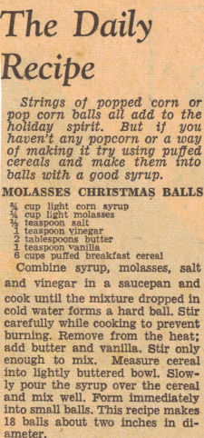 Molasses Christmas Balls Vintage Recipe