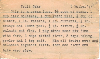 Mother's Fruit Cake Recipe - Click To View Large