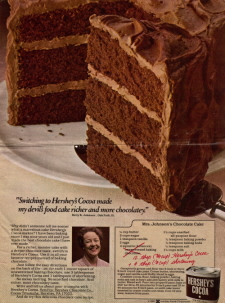 Mrs. Johnson's Chocolate Cake Recipe Clipping - Click To View Larger