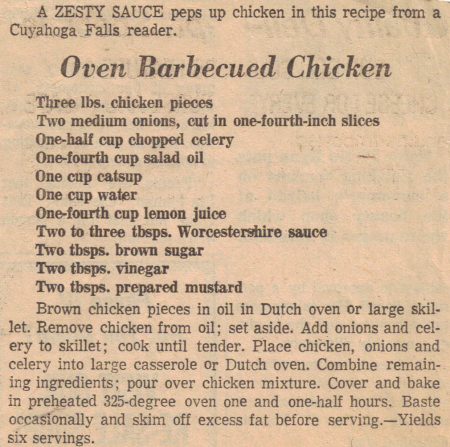 Oven Barbecued Chicken Recipe Clipping - RecipeCurio.com