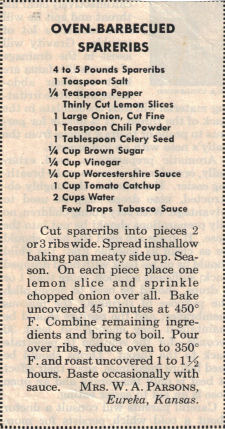 Oven BBQ Spareribs Recipe Clipping