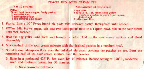 Peach & Sour Cream Pie Clipping - RecipeCurio.com