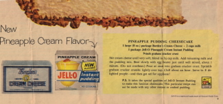 Jell-O Advertisement Recipe Pineapple Pudding Cheesecake - Click To View Larger