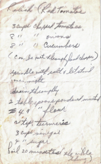 Handwritten Recipe For Red Tomato Relish - RecipeCurio.com