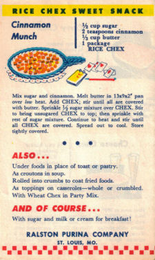 Vintage Chex Recipe Booklet - Back Cover - Click To View Larger
