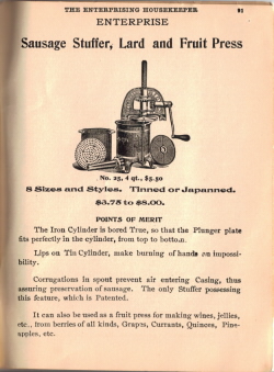 Sausage Stuffer, Lard & Fruit Press - Click To View Larger