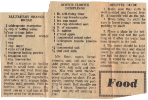 Blueberry Orange Bread & Scotch Clootie Dumplings - Newspaper Clipping - Click To View Larger Image