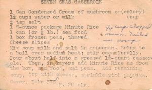 Typed Recipe Card For Seven Seas Casserole - Click To View Large