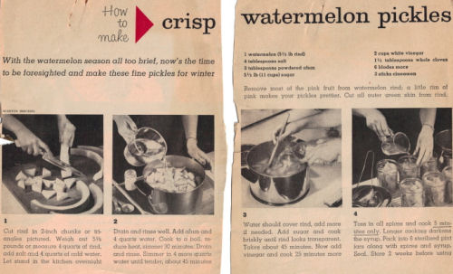 Crisp Watermelon Pickles Vintage Recipe - Click To View Larger Image